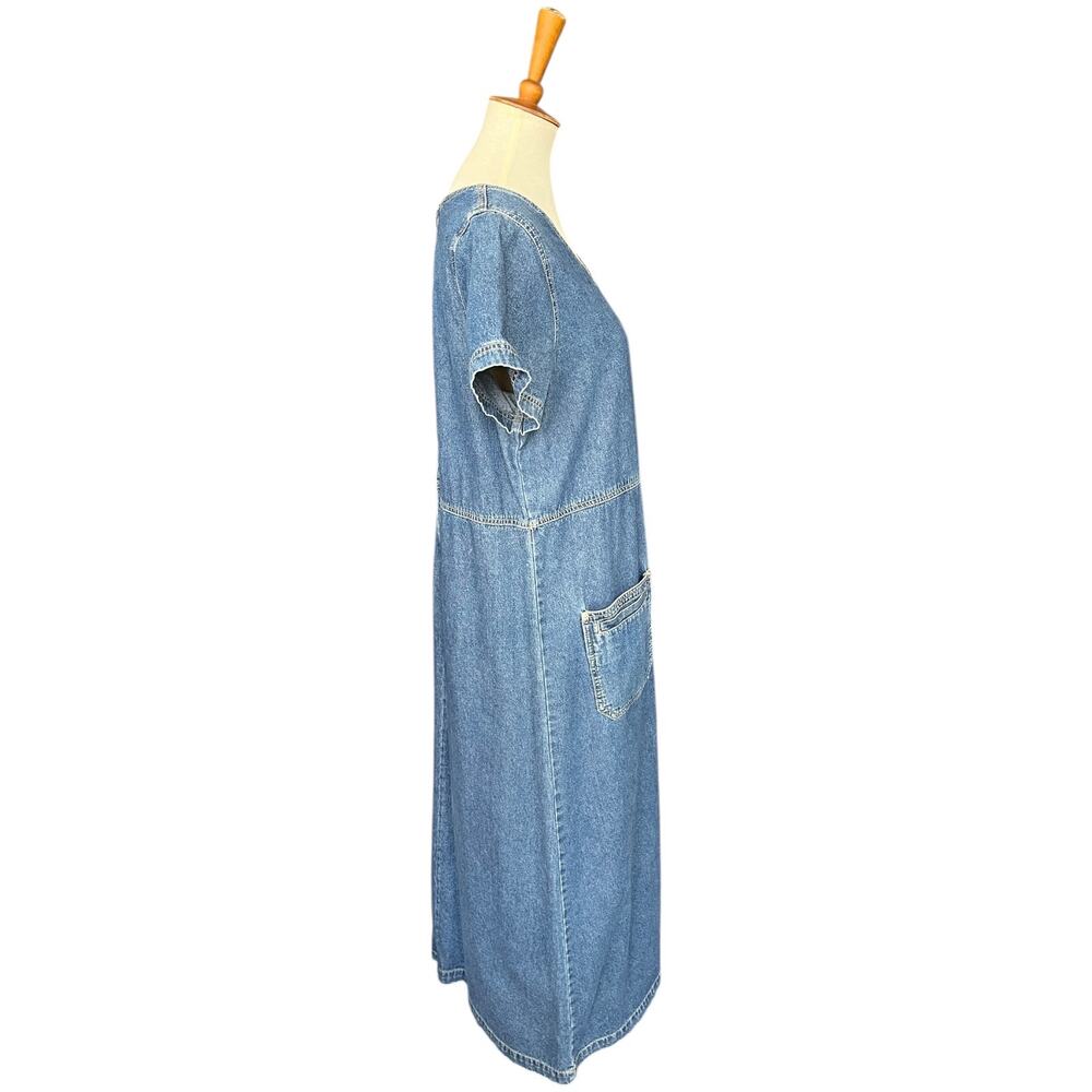 Vintage Cottagecore Feminine Granola Girl Boho Denim Maxi Dress Size Large - Picture 4 of 8